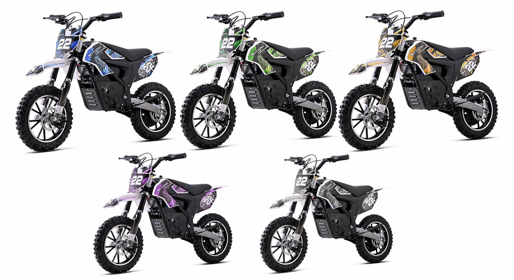 MotoTec 36V Demon Electric Dirt Bike 790W 8Ah 21mph - Purple Green